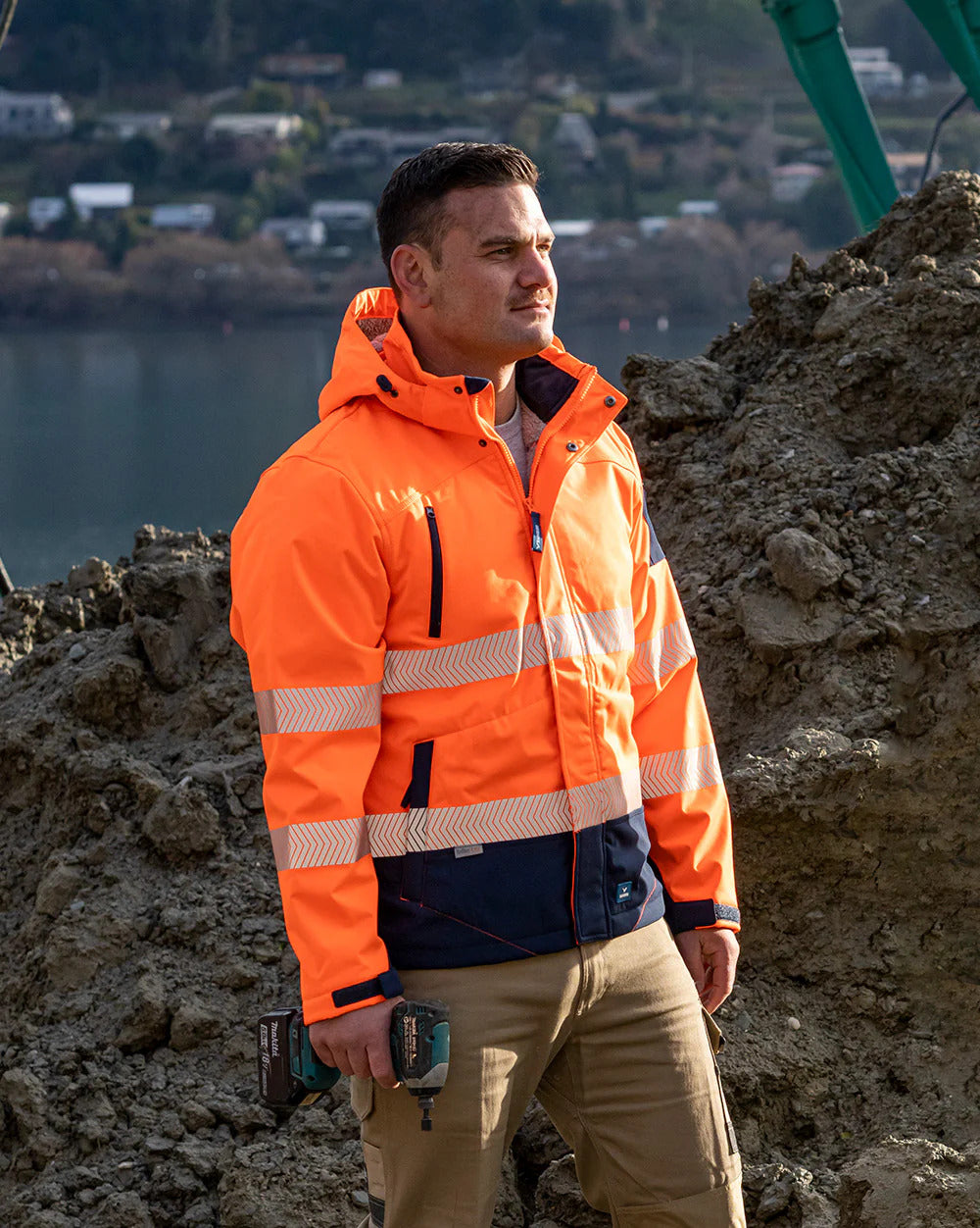 Rainbird Mens Hi Vis Jones Softshell Jacket (8634) Fluoro Orange/Navy