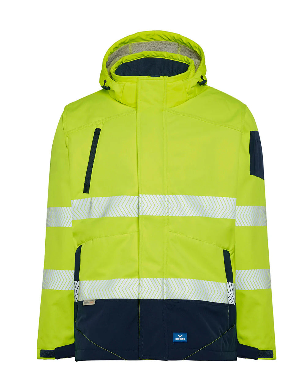 Rainbird Mens Hi Vis Jones Softshell Jacket (8634) Fluoro Yellow/Navy
