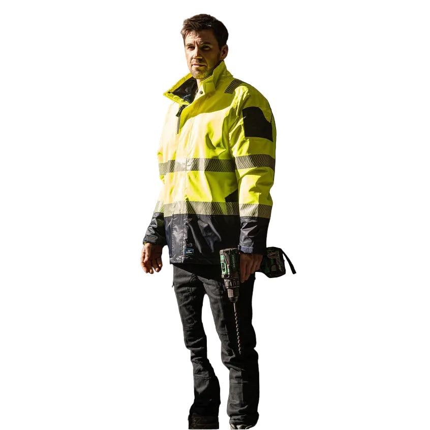 Rainbird Mens Hi Vis Southern Parka Jacket (8635) Fluoro Yellow/Navy [GD]