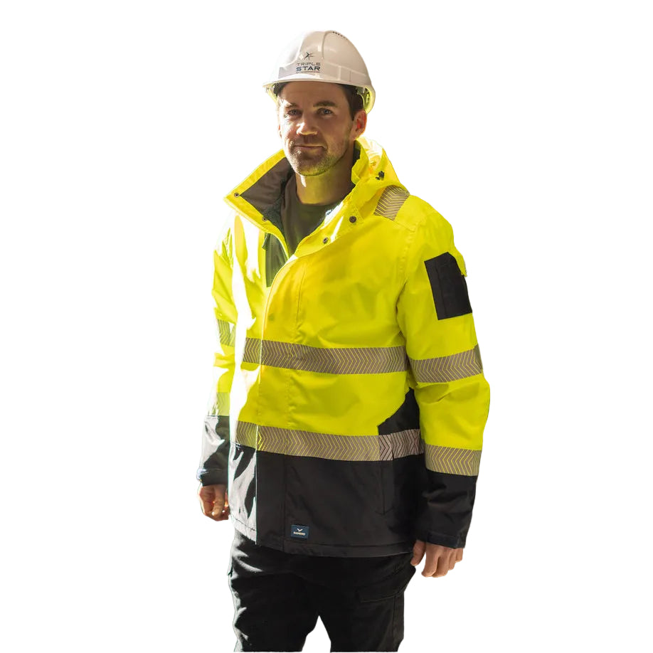 Rainbird Mens Hi Vis Southern Parka Jacket (8635) Fluoro Yellow/Navy [GD]