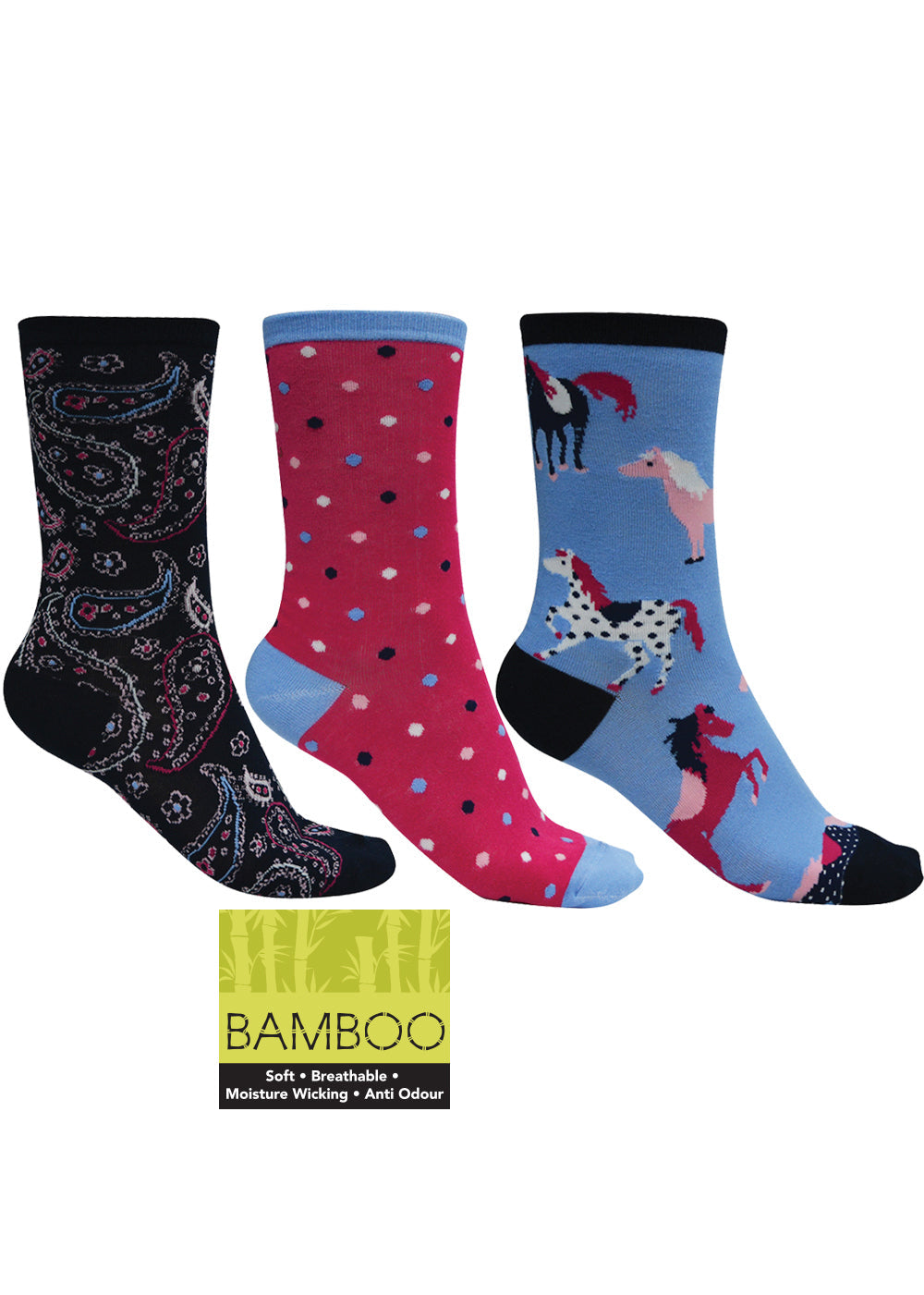 Thomas Cook 3 Pack Bamboo Socks (TCP1999SOC) Pink Multi