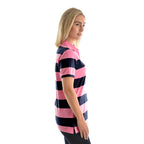 Thomas Cook Womens Rachel Stripe S/S Polo (TCP2501053) Soft Pink/Dark Navy