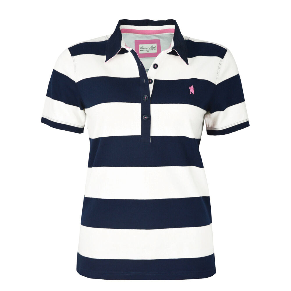 Thomas Cook Womens Rachel Stripe S/S Polo (TCP2501053) White/Dark Navy