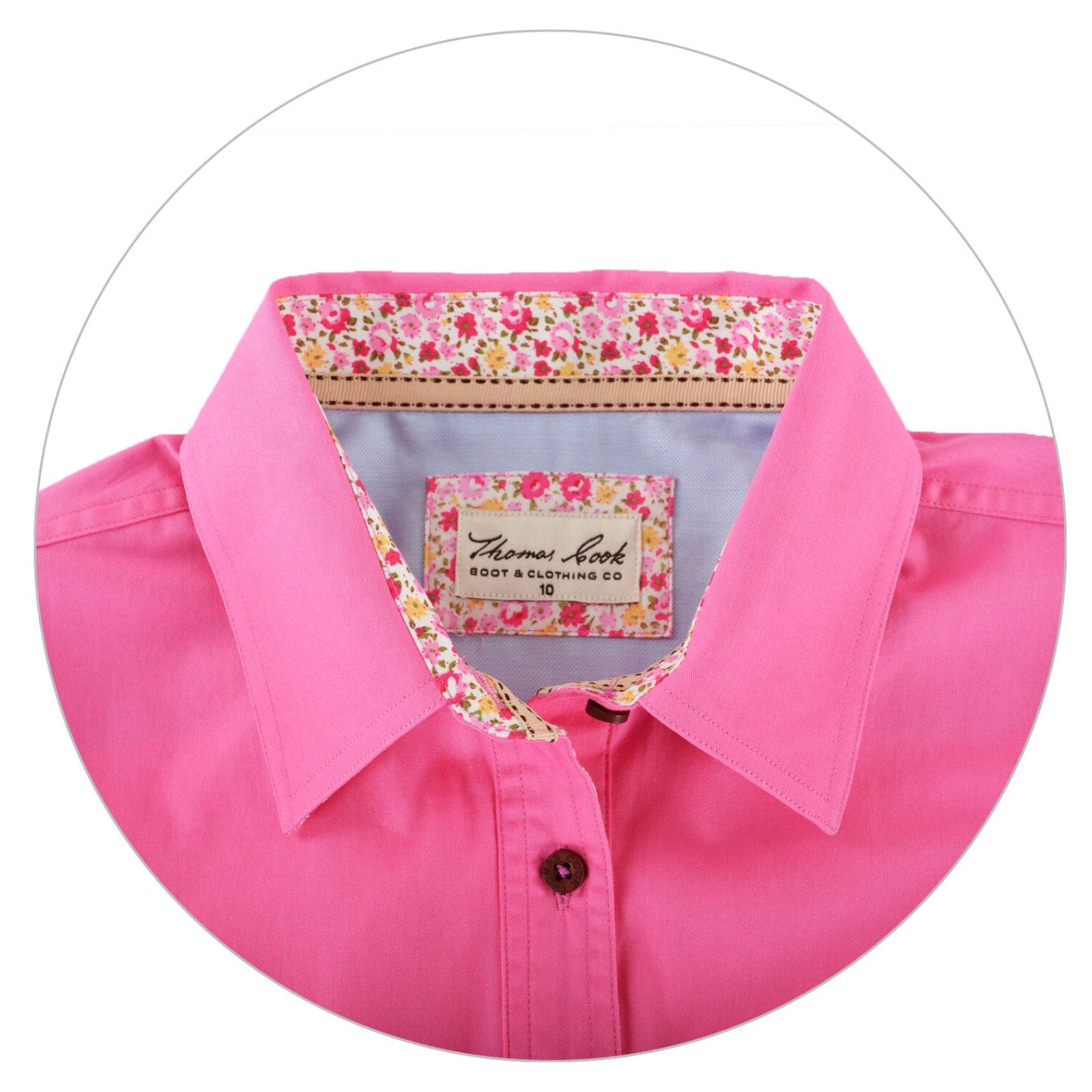 Thomas Cook Womens Contrast Light Drill Half Placket L/S Shirt (TCP2100182) Azalea Pink