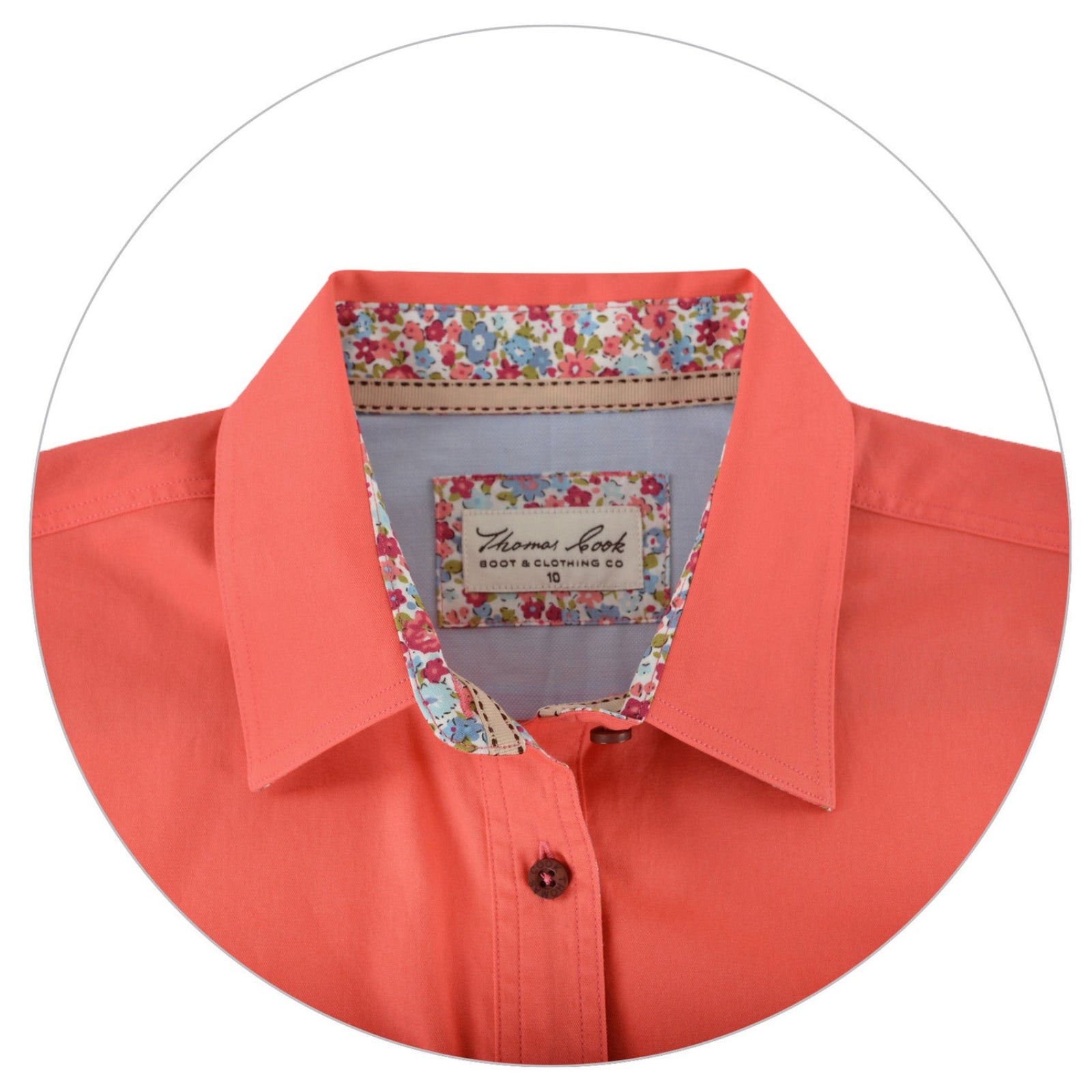 Thomas Cook Womens Contrast Light Drill Half Placket L/S Shirt (TCP2100182) Calypso Coral