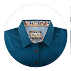 Thomas Cook Womens Contrast Light Drill Half Placket L/S Shirt (TCP2100182) Teal