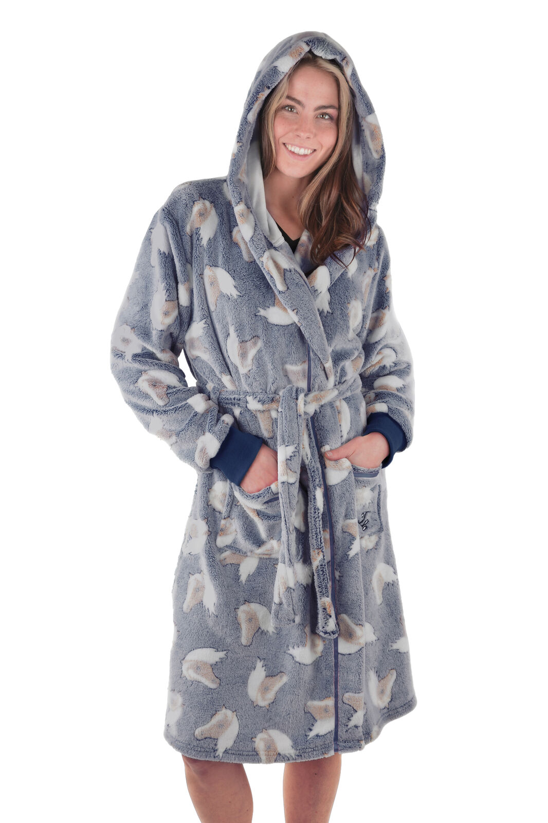 Thomas Cook Womens Live To Ride Dressing Gown (TCP2917DGN) Grey/Blue