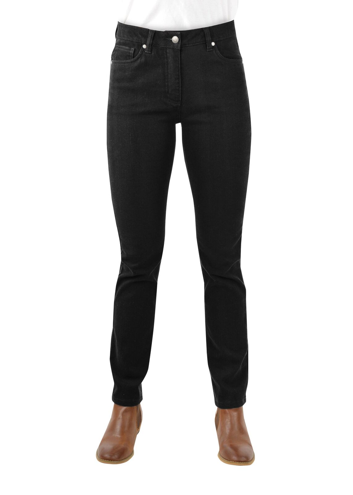 Thomas Cook Womens Coloured Wool Denim Wonder Jeans - 32 Leg (TCP2215171) Black [SD]