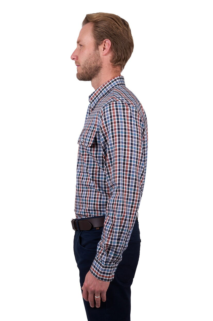 Thomas Cook Mens Ben L/S Shirt (T5W1115033) Navy/Tan [SD]