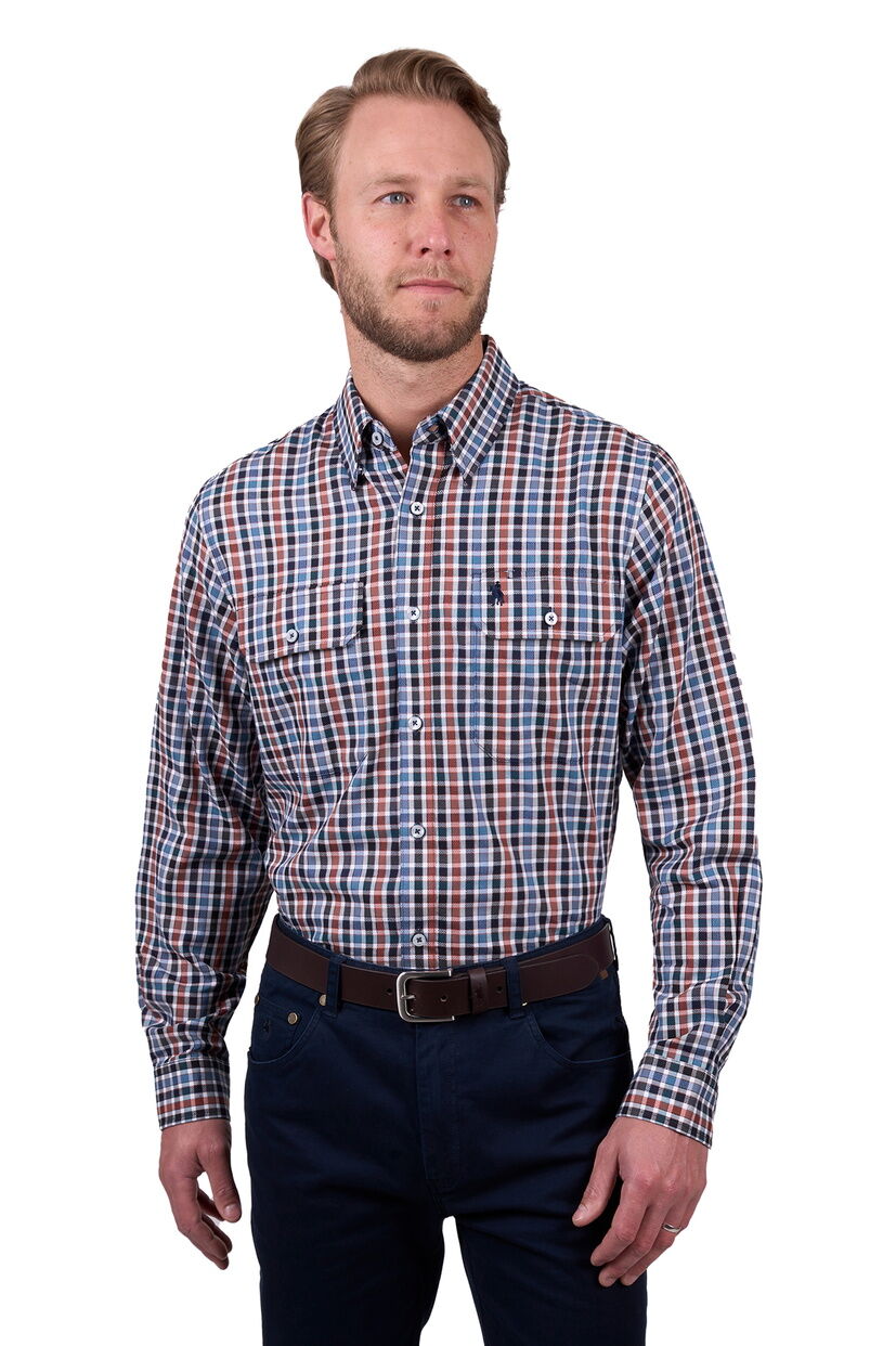 Thomas Cook Mens Ben L/S Shirt (T5W1115033) Navy/Tan [SD]