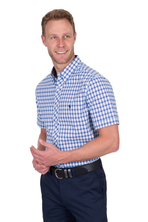 Thomas Cook Mens Chris Tailored S/S Shirt (T5S1121049) Blue/Tan