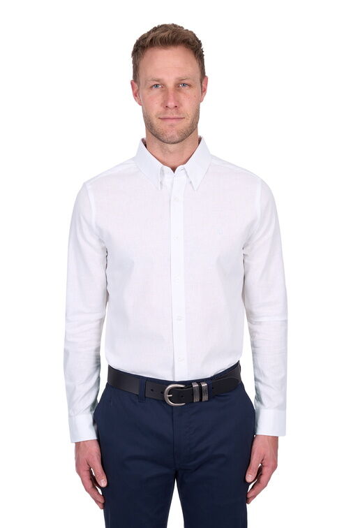 Thomas Cook Mens TC Linen L/S Shirt (T5S1122045) White