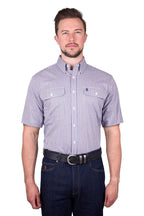 Thomas Cook Mens Wentworth S/S Dress Shirt (TCP1110158) Royal Blue/Brown