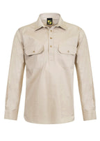 Workcraft Mens Lightweight Closed Front L/S Cotton Drill Shirt (WS3029) Cream
