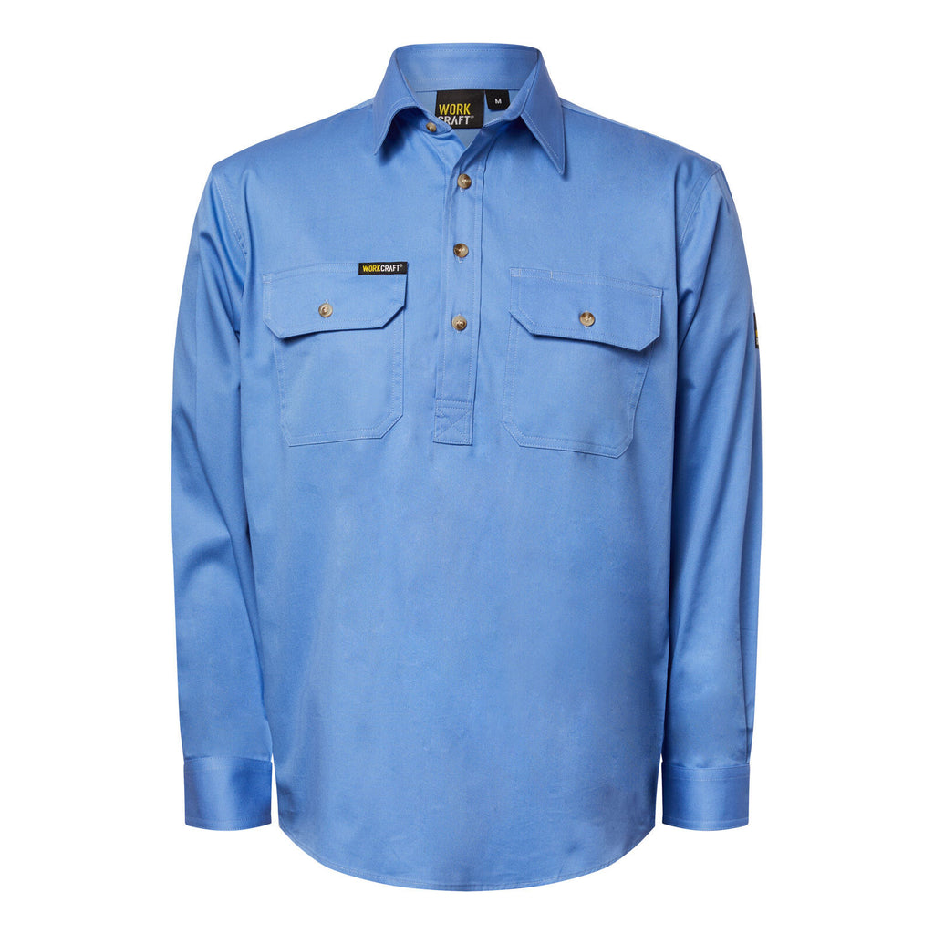 Workcraft Mens Lightweight Closed Front L/S Cotton Drill Shirt (WS3029) Regatta