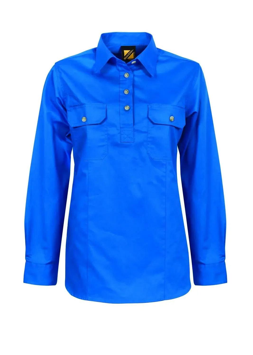 Workcraft Womens Lightweight Closed Front L/S Cotton Drill Shirt (WSL505) Cobalt Blue
