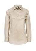 Workcraft Womens Lightweight Closed Front L/S Cotton Drill Shirt (WSL505) Cream