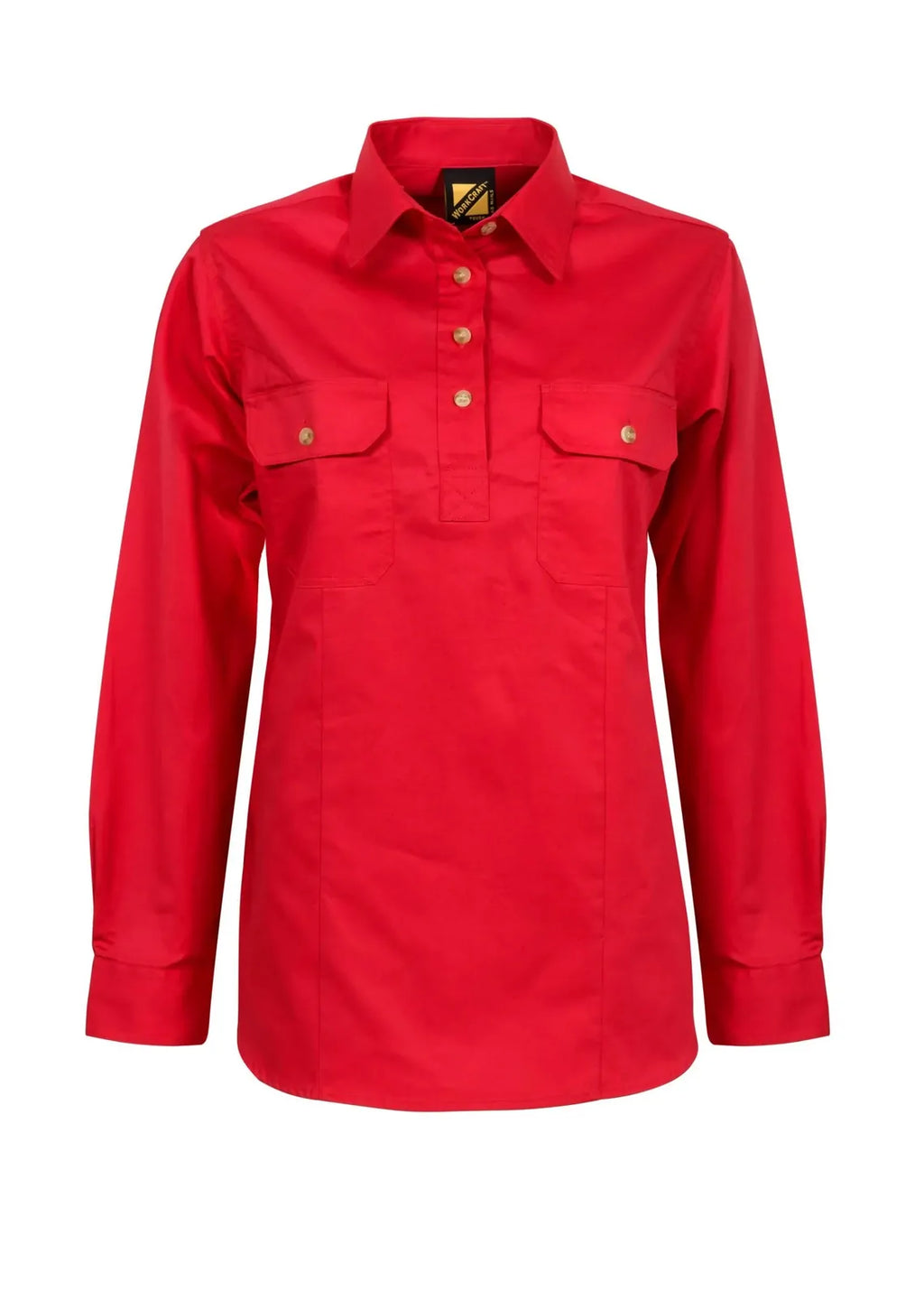 Workcraft Womens Lightweight Closed Front L/S Cotton Drill Shirt (WSL505) Crimson Red