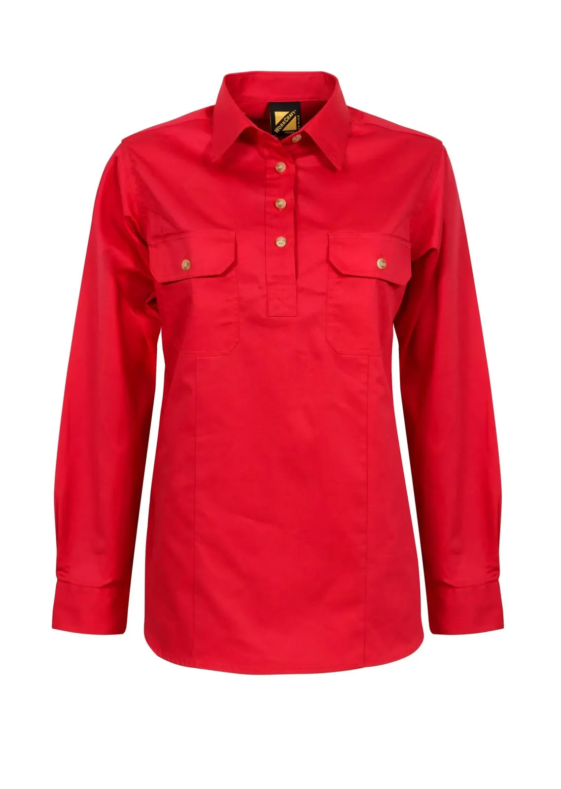 Workcraft Womens Lightweight Closed Front L/S Cotton Drill Shirt (WSL505) Crimson Red