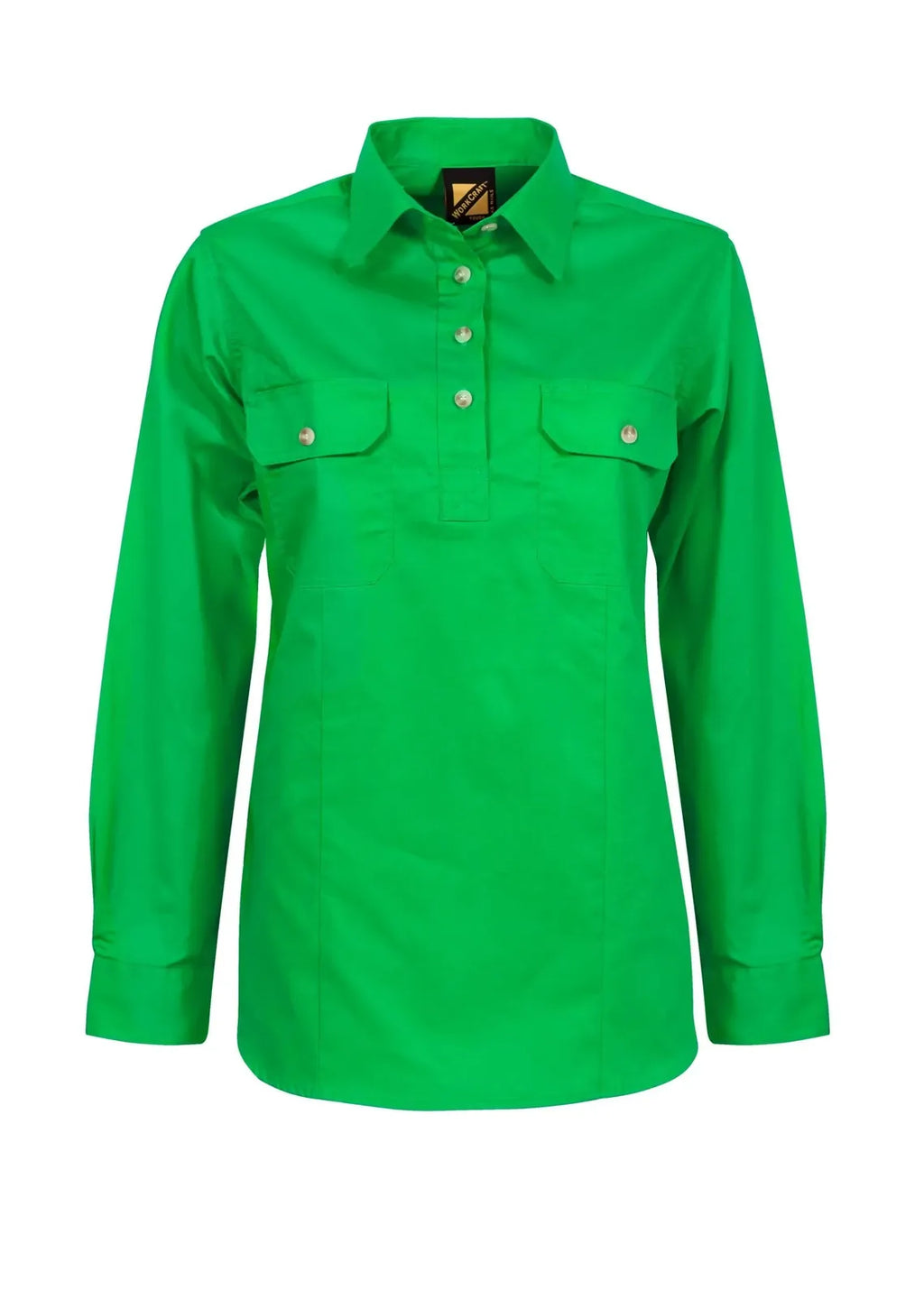 Workcraft Womens Lightweight Closed Front L/S Cotton Drill Shirt (WSL505) Electric Green