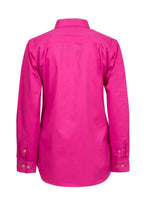 Workcraft Womens Lightweight Closed Front L/S Cotton Drill Shirt (WSL505) Pink