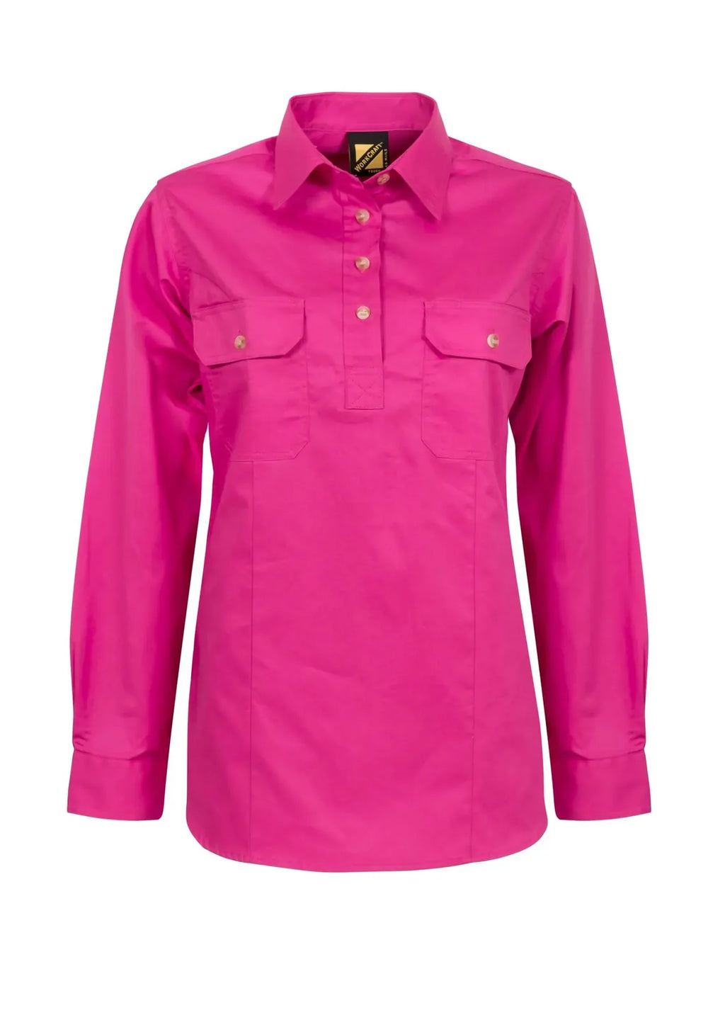 Workcraft Womens Lightweight Closed Front L/S Cotton Drill Shirt (WSL505) Pink