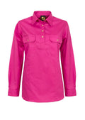 Workcraft Womens Lightweight Closed Front L/S Cotton Drill Shirt (WSL505) Pink
