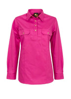Workcraft Womens Lightweight Closed Front L/S Cotton Drill Shirt (WSL505) Pink