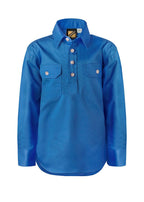 Workcraft Childrens Lightweight Closed Front L/S Cotton Drill Shirt (WSK131) Cobalt Blue