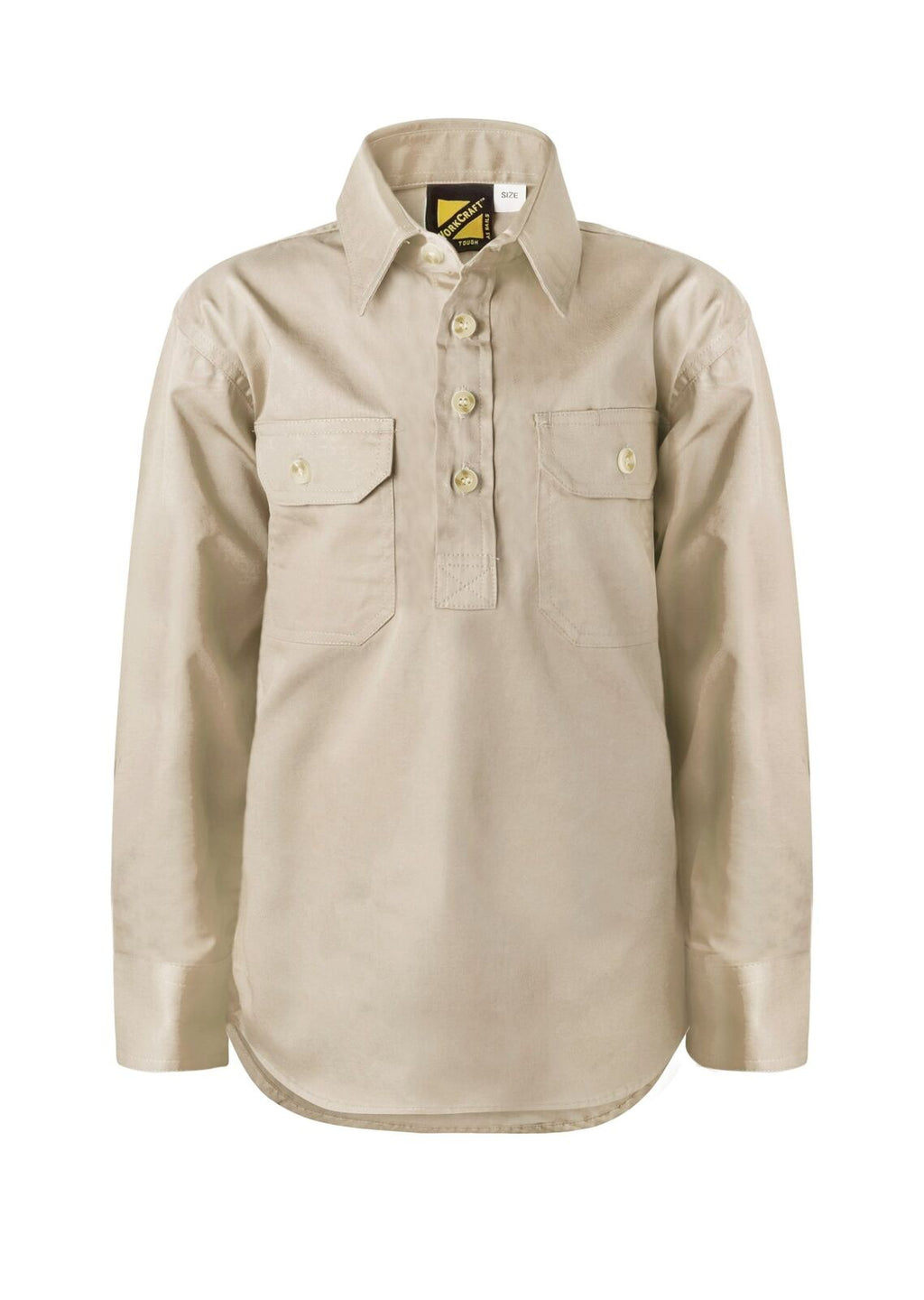 Workcraft Childrens Lightweight Closed Front L/S Cotton Drill Shirt (WSK131) Cream