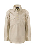 Workcraft Childrens Lightweight Closed Front L/S Cotton Drill Shirt (WSK131) Cream