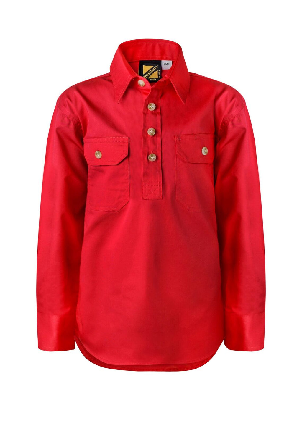 Workcraft Childrens Lightweight Closed Front L/S Cotton Drill Shirt (WSK131) Crimson Red