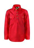 Workcraft Childrens Lightweight Closed Front L/S Cotton Drill Shirt (WSK131) Crimson Red