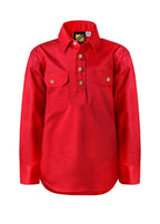Workcraft Childrens Lightweight Closed Front L/S Cotton Drill Shirt (WSK131) Crimson Red