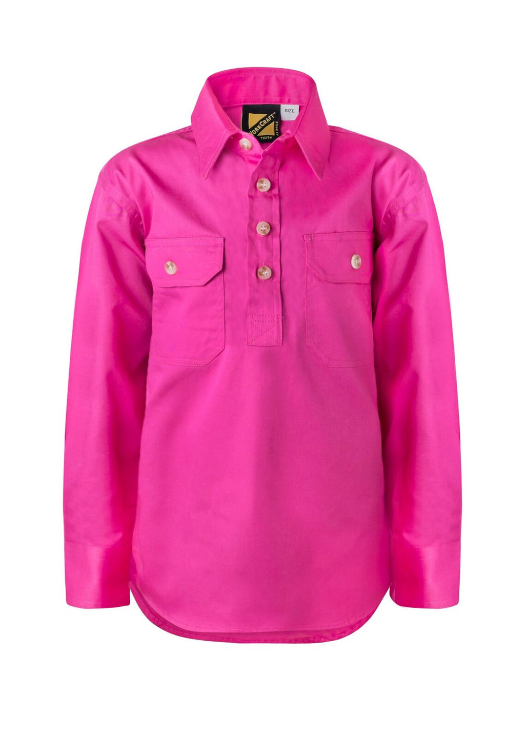 Workcraft Childrens Lightweight Closed Front L/S Cotton Drill Shirt (WSK131) Pink