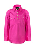 Workcraft Childrens Lightweight Closed Front L/S Cotton Drill Shirt (WSK131) Pink
