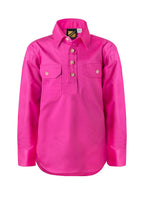 Workcraft Childrens Lightweight Closed Front L/S Cotton Drill Shirt (WSK131) Pink