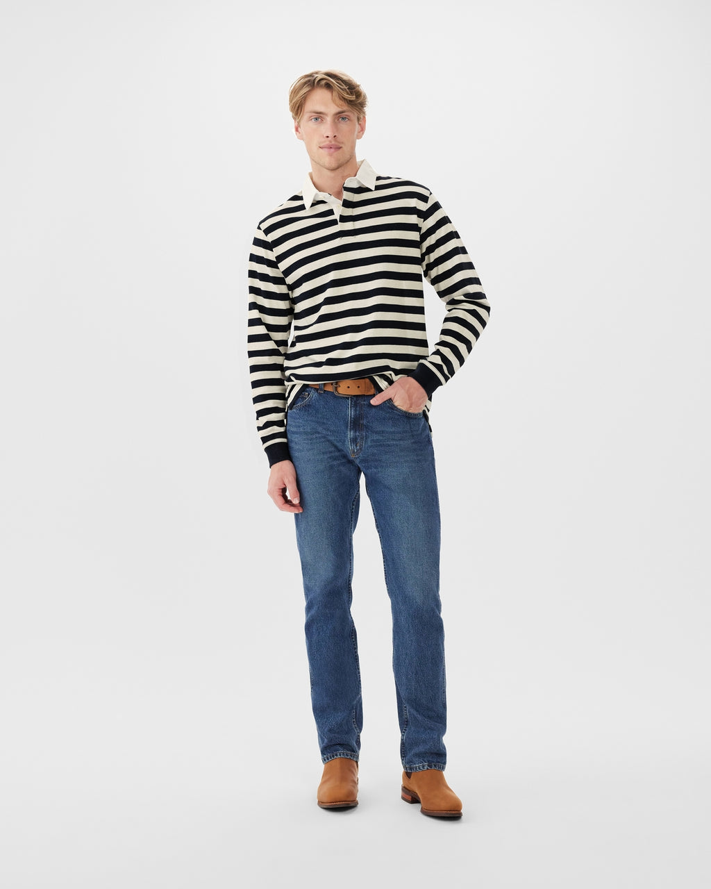 R.M.Williams Mens Tweedale Rugby (KR200JS3P01) Navy Cream [SD]