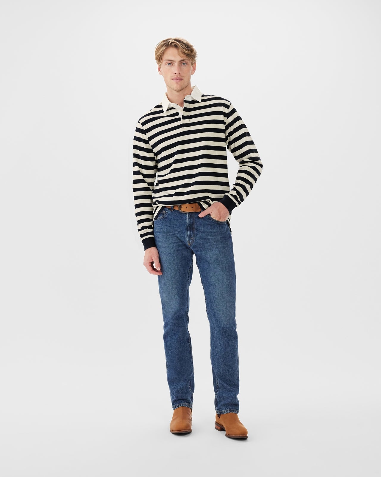 R.M.Williams Mens Tweedale Rugby (KR200JS3P01) Navy Cream [SD]