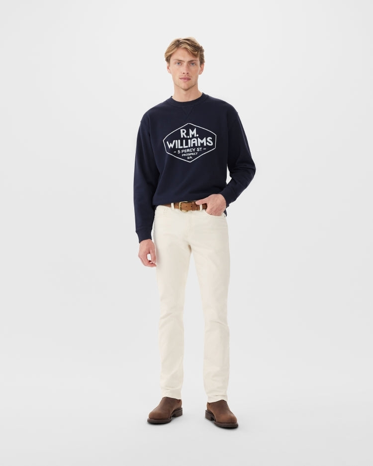 R.M.Williams Mens Gladstone Crew Neck Jumper (KC400FLQ801) Dark Navy [SD]