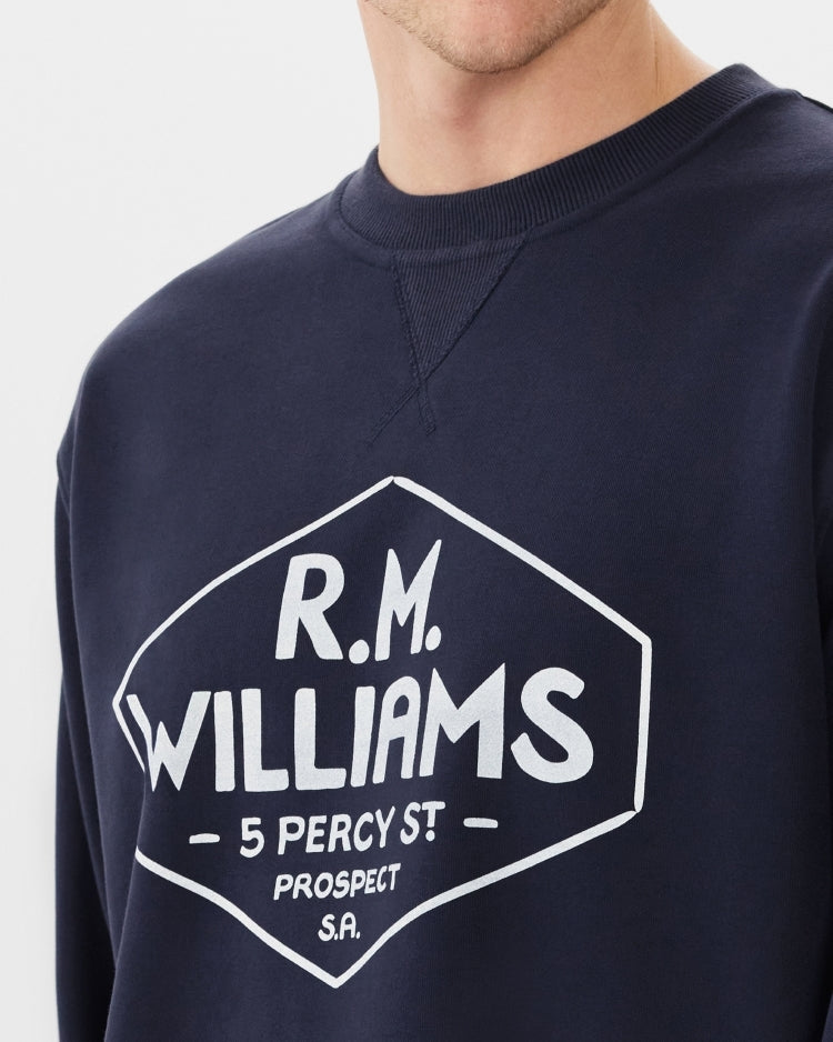 R.M.Williams Mens Gladstone Crew Neck Jumper (KC400FLQ801) Dark Navy [SD]