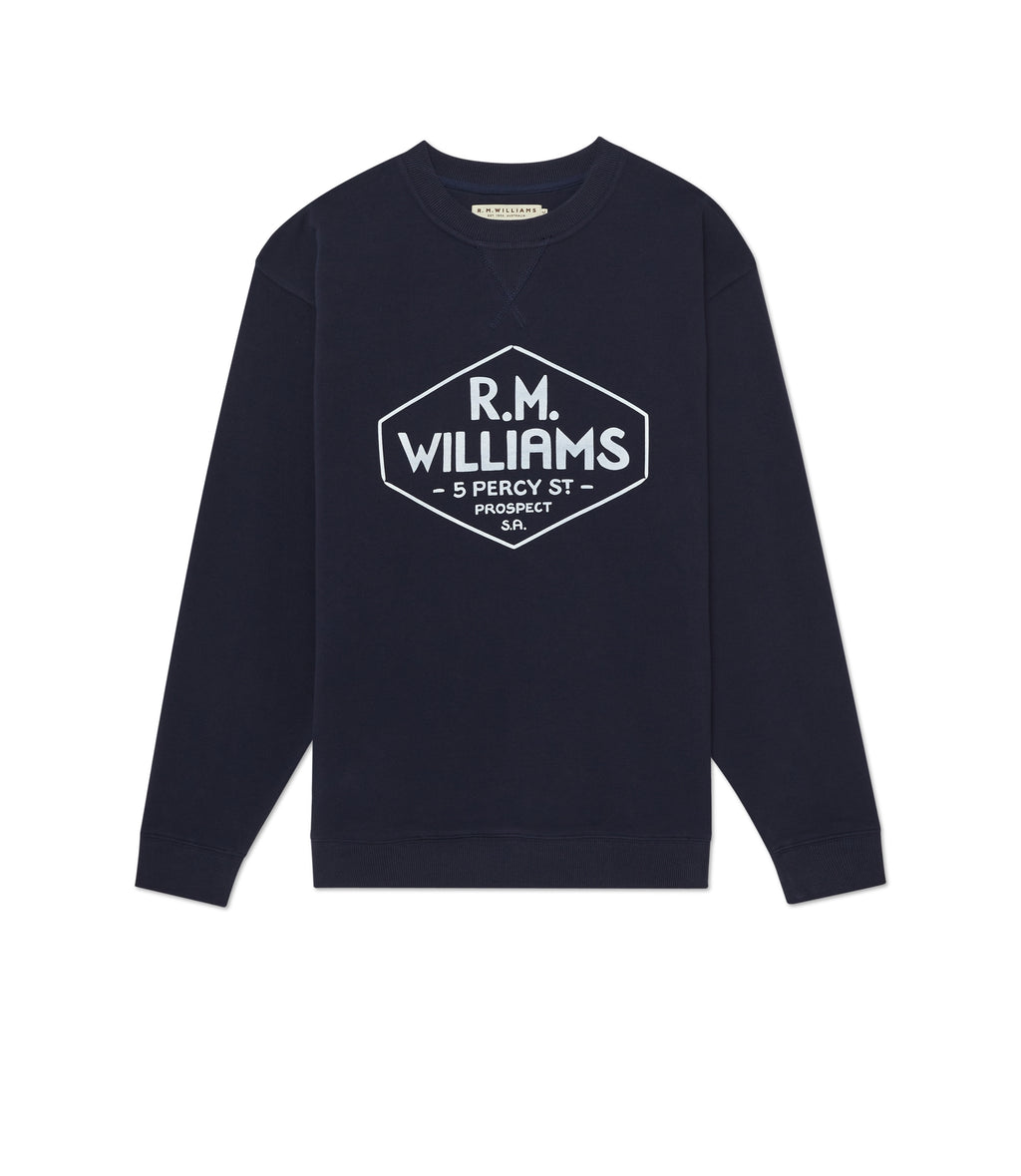 R.M.Williams Mens Gladstone Crew Neck Jumper (KC400FLQ801) Dark Navy [SD]