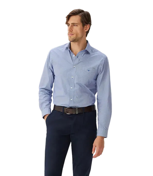 R.M.Williams Mens Classic L/S Shirt (SH201PSF801) Blue Check