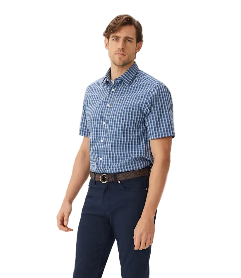 R.M.Williams Mens Classic S/S Shirt (SH211PSDA02) Blue Navy