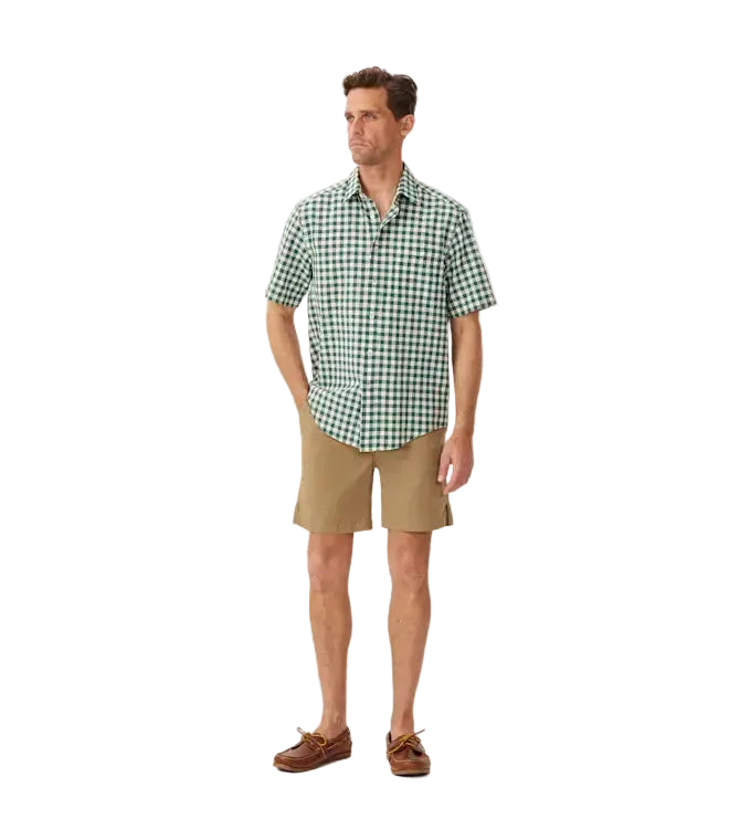R.M.Williams Mens Classic S/S Shirt (SH211CB6501) Green White