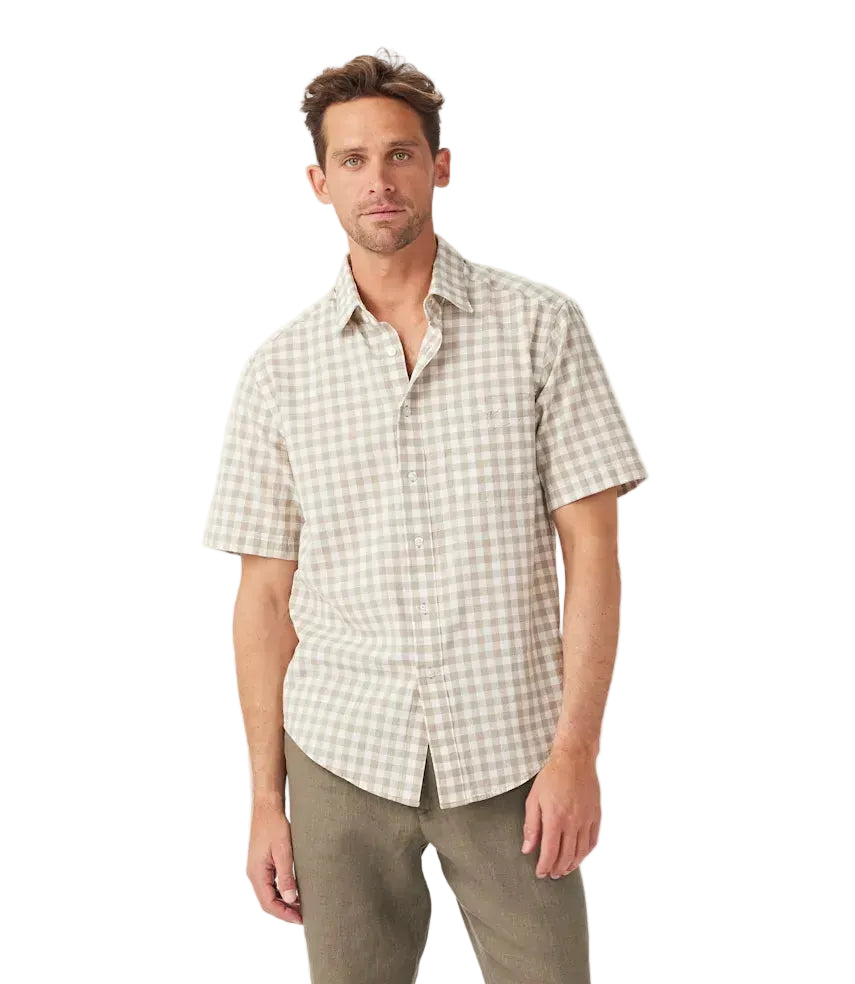 R.M.Williams Mens Classic S/S Shirt (SH211CB8301) Oatmeal