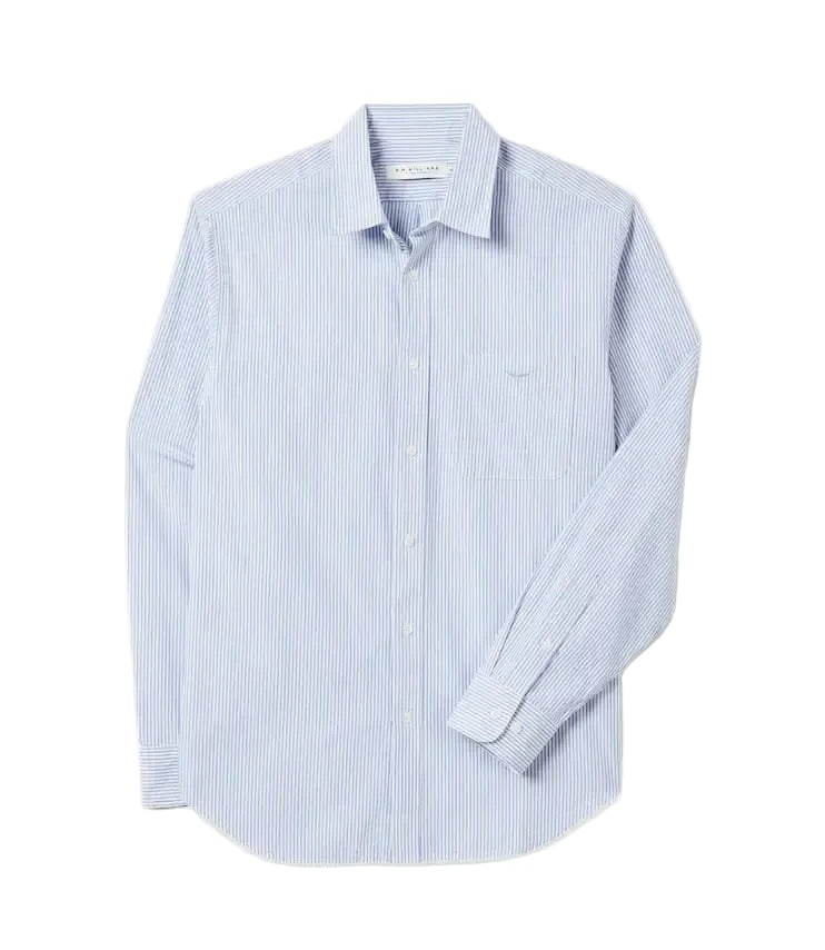 R.M.Williams Mens Regular Poplin Stripe L/S Shirt (SH201PM02) Blue/White