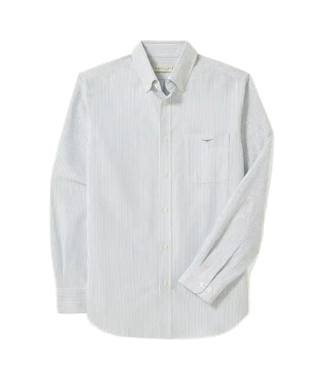 R.M.Williams Mens Regular Oxford Stripe L/S Shirt (SH201OM05) Navy White 
