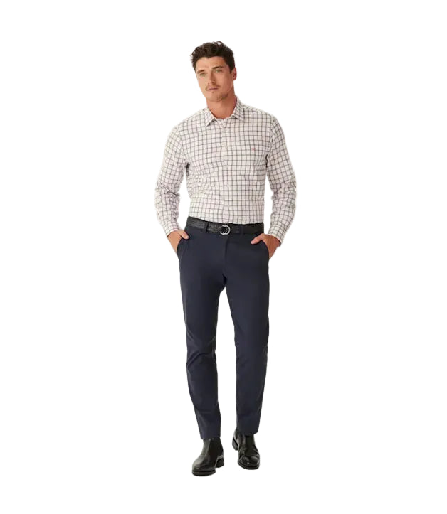 R.M.Williams Mens Classic Twill Check L/S Shirt (SH201WL04) White/Red/Navy