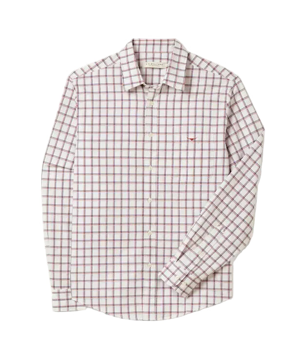 R.M.Williams Mens Classic Twill Check L/S Shirt (SH201WL04) White/Red/Navy
